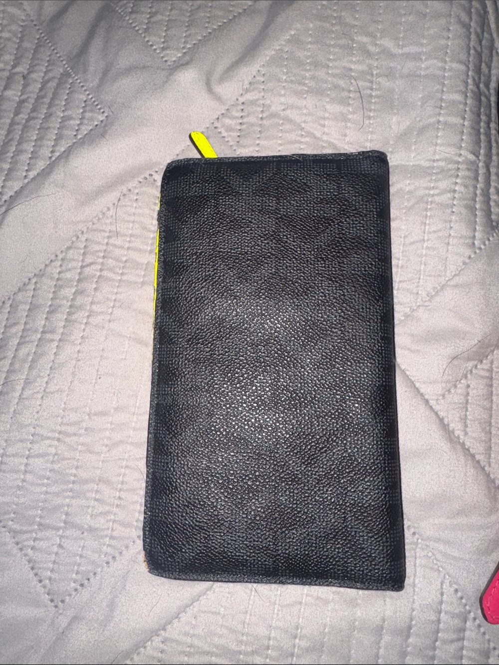 Men's Black Zip Travel Wallet with Neon Accent